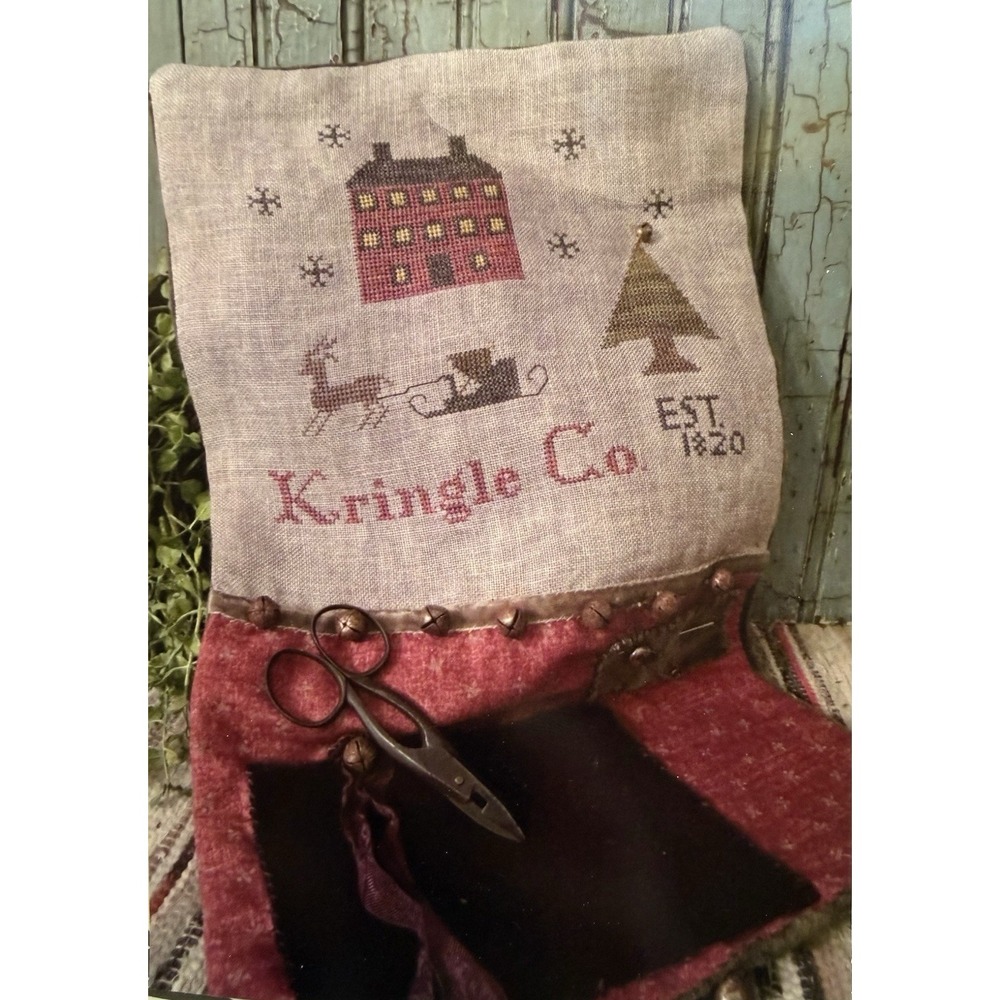 The Pinkeep Design Kringle Company 1820 Cross Stitch Kit Sewing Roll Holiday